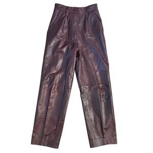 VTG 100% Leather Pants Georgetown Design Brown Made In Korea Women's Size 7/8